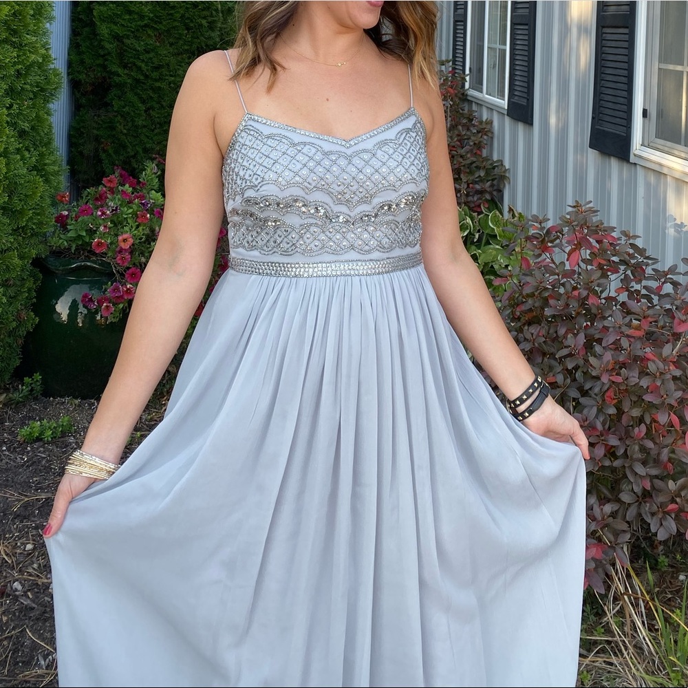 Adrianna Papell gray sequined dress